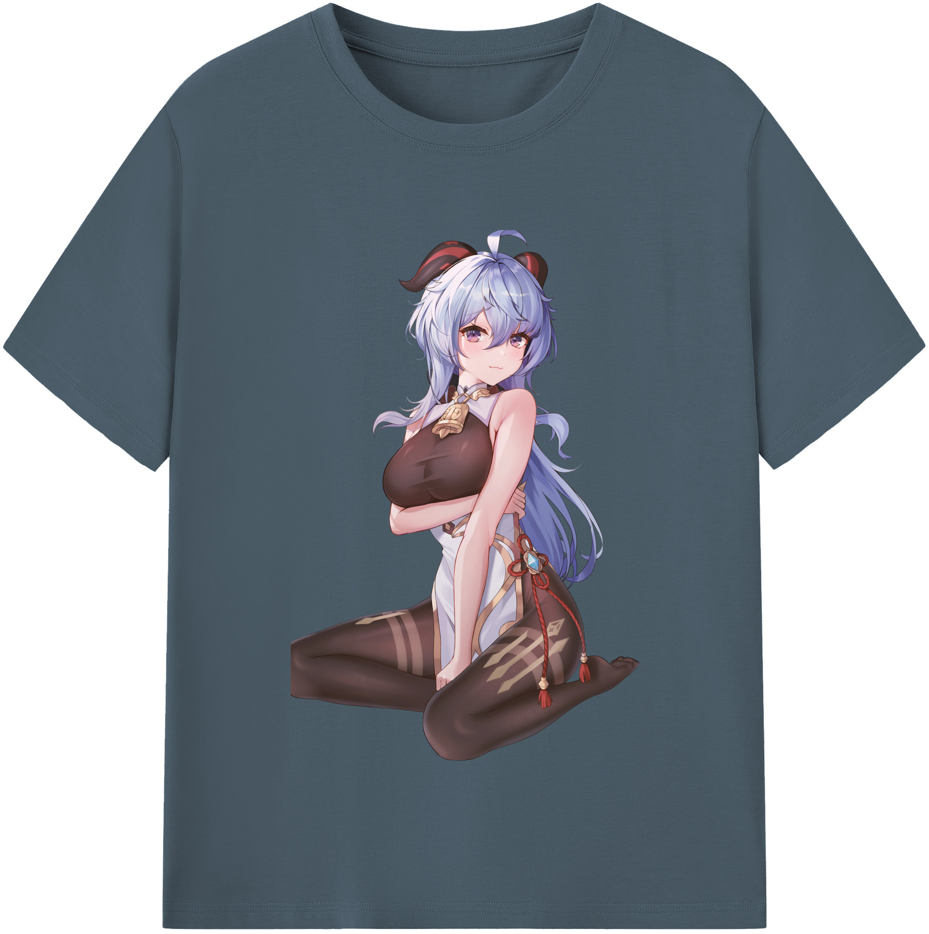 げんし神 甘雨 かんう genshin Ganyu 綿100％半袖Tシャツ（フロントプリント）